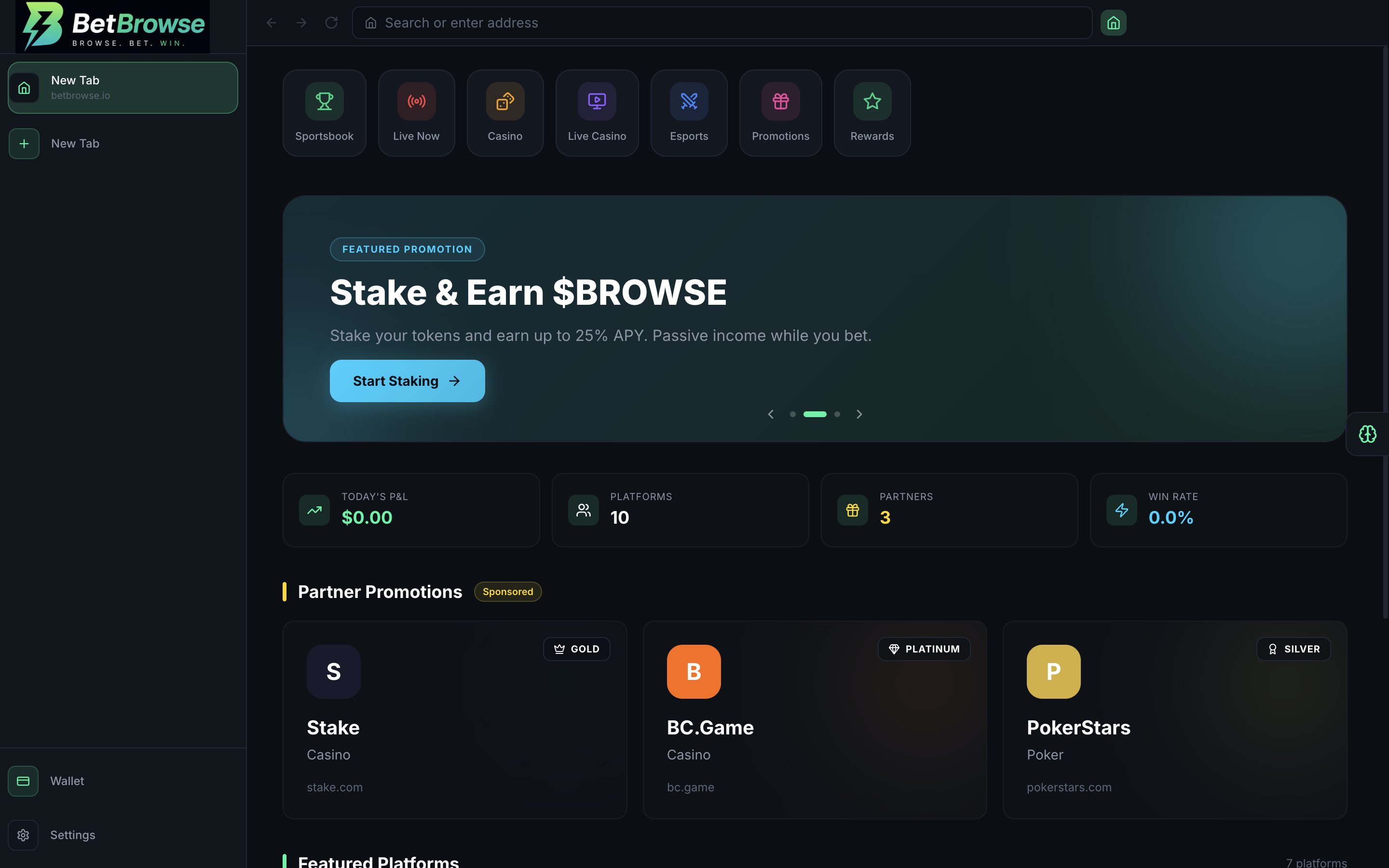 BetBrowse Browser Interface